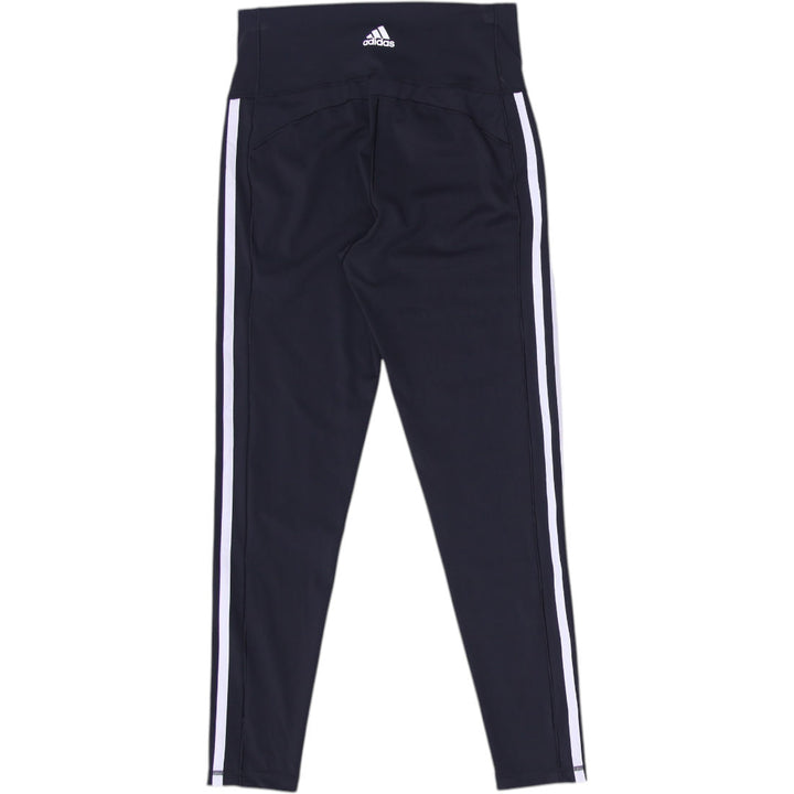 Ladies Adidas Leggings Black Slim Fit Striped Waistband Size M