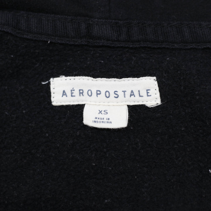 Y2K Ladies Aeropostale Hoodie Black Full Zip Spell Out Graphic Size XS