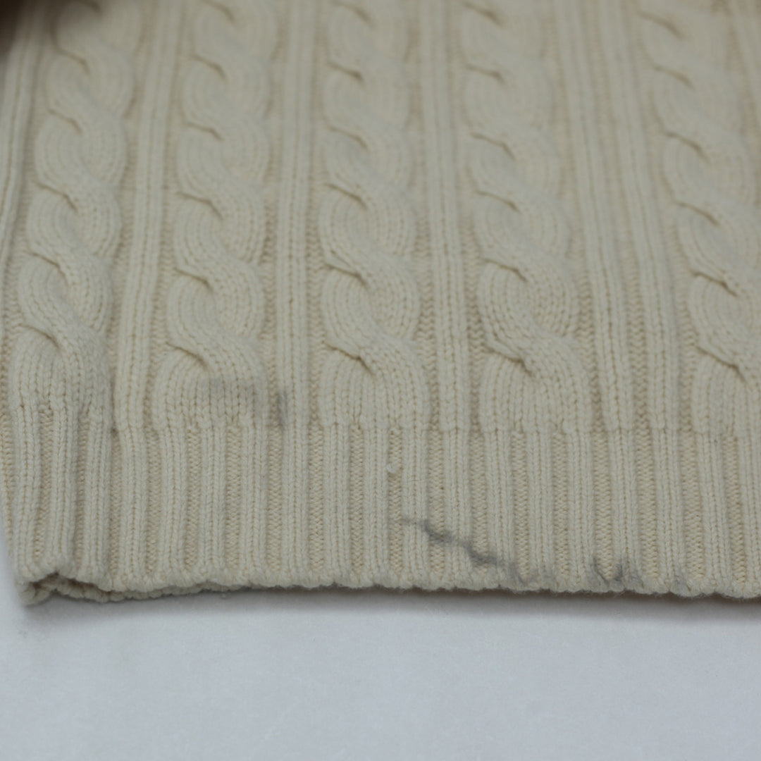 Vintage Polo Ralph Lauren Wool Cashmere Cable Knit Sweater M Full Zip - Fashion Rerun Vintage Migration_Sweaters