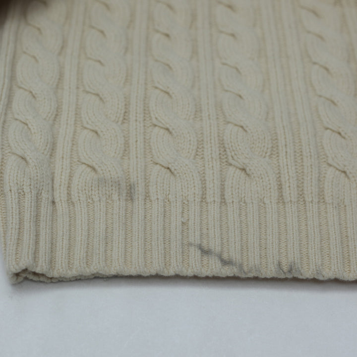 Vintage Polo Ralph Lauren Wool Cashmere Cable Knit Sweater M Full Zip - Fashion Rerun Vintage Migration_Sweaters