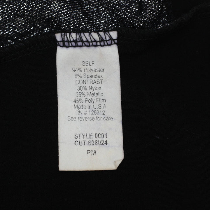 Y2K Ladies Dressbarn Petite Black & Silver Metallic Layered-Look Top Size PM