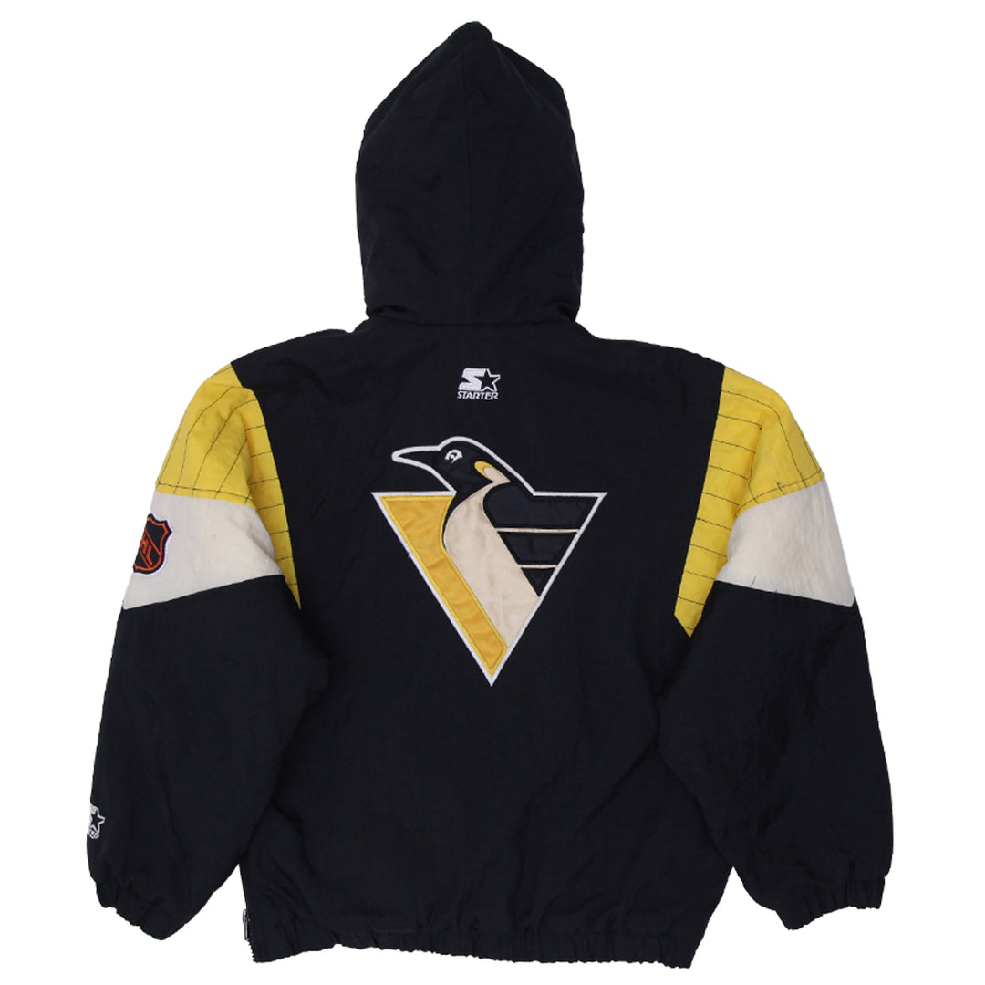 Vintage Starter NHL Pittsburgh Penguins Quilted Quarter Zip Hooded Jacket Size M - Fashion Rerun Vintage Migration_Jacket
