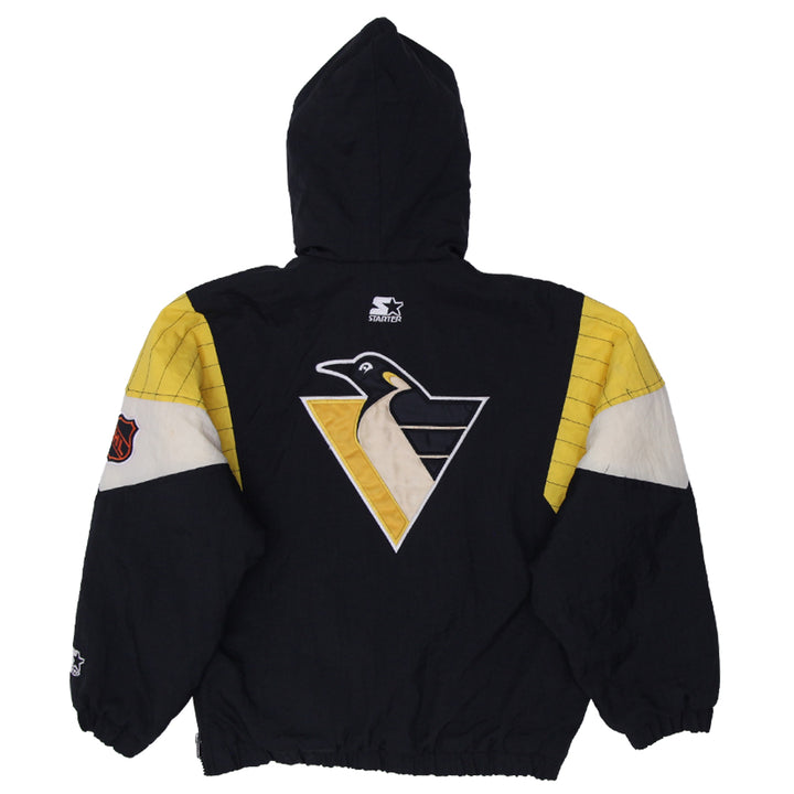 Vintage Starter NHL Pittsburgh Penguins Quilted Quarter Zip Hooded Jacket Size M - Fashion Rerun Vintage Migration_Jacket