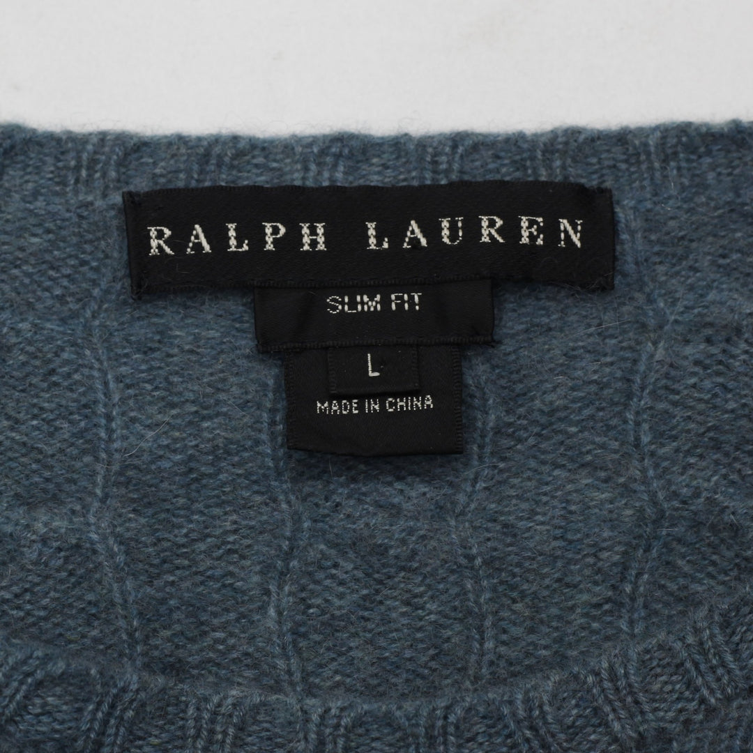 Vintage Ladies Ralph Lauren Slim Fit Cable Knit 100% Cashmere Sweater