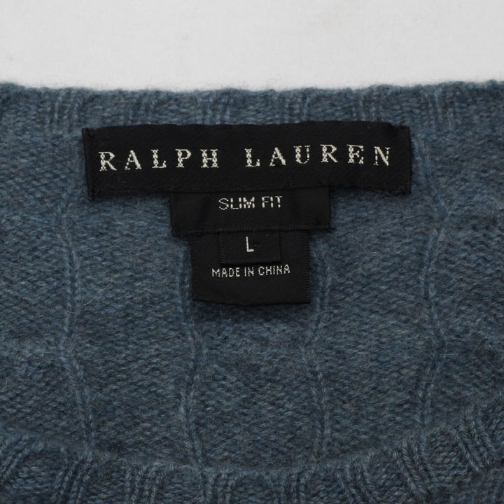 Vintage Ladies Ralph Lauren Slim Fit Cable Knit 100% Cashmere Sweater