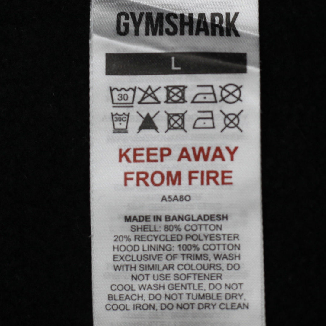 Mens Gymshark Crest Pullover Hoodie Black Size L