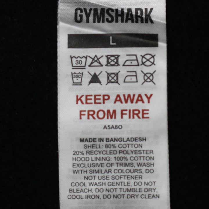 Mens Gymshark Crest Pullover Hoodie Black Size L