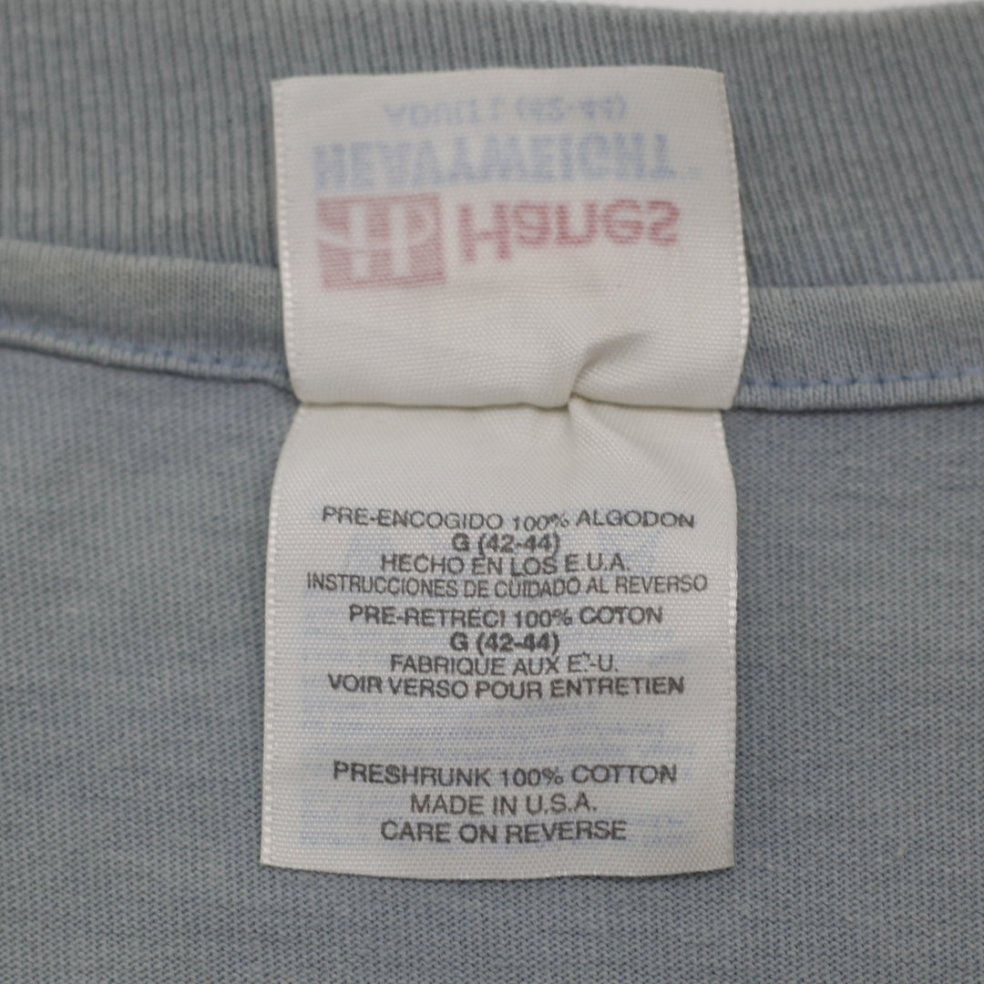 Vintage Mens Hanes T-Shirt Blue Olympic Graphic Cotton S. Stitch Size L