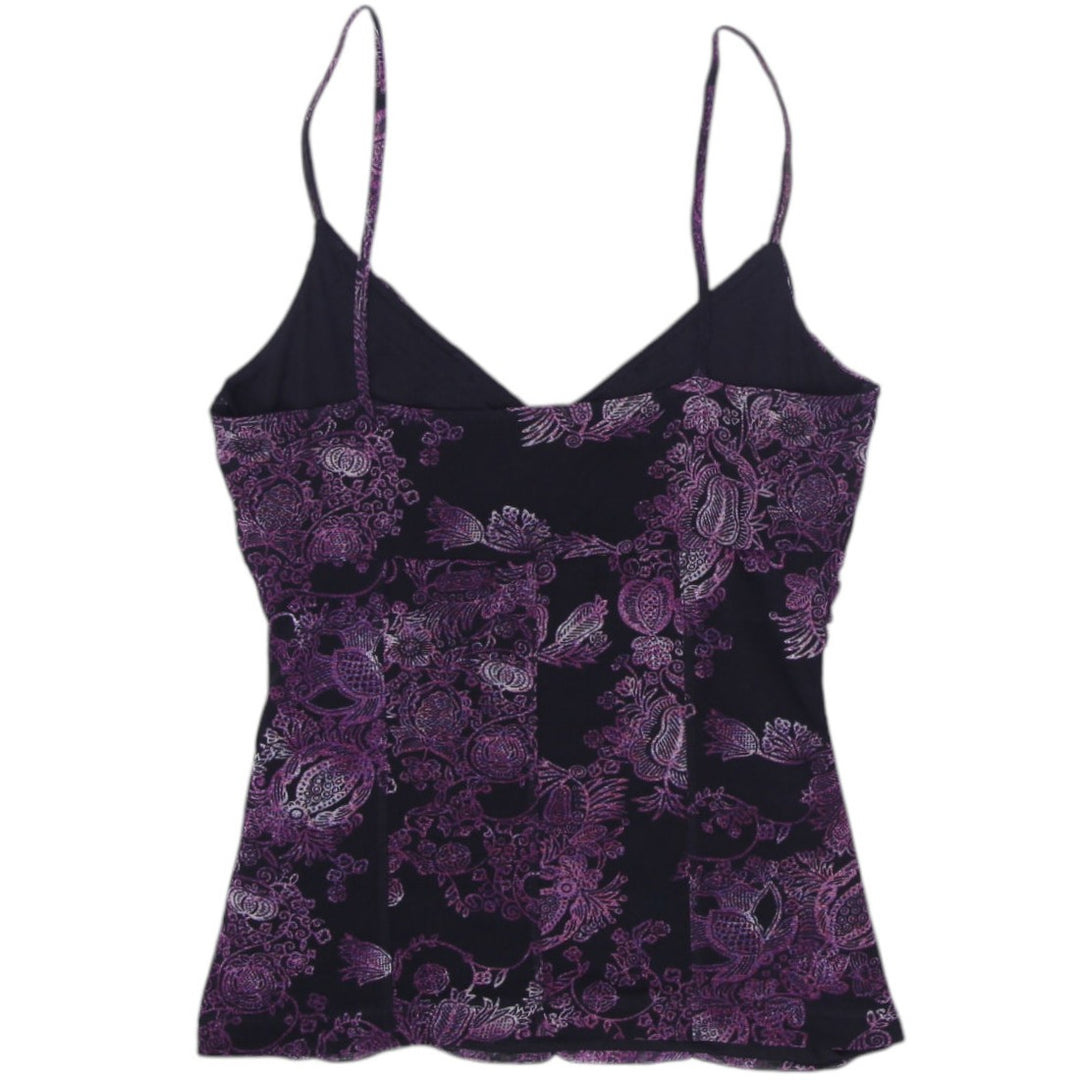 Y2K Ladies Mexx Camisole Purple Floral Lace Trim Size L