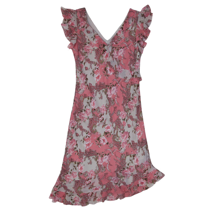 Y2K Ladies Jessica V-Neck Ruffle Sleeve Paisley Floral Dress