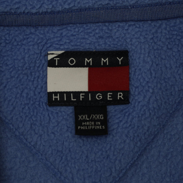 Vintage Mens Tommy Hilfiger 1/4 Zip Fleece Blue Embroidered Sweatshirt | Migration_Jumper & Knitwear - Back V | Fashion Rerun