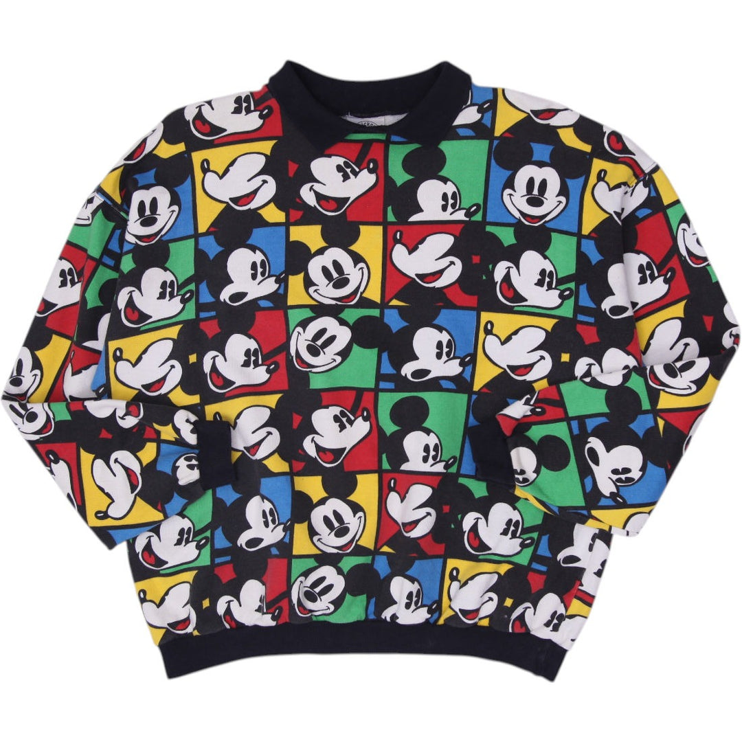 Vintage 90's Mickey & Co. by J.G. Hook All Over Print Collared Sweatshirt Size L