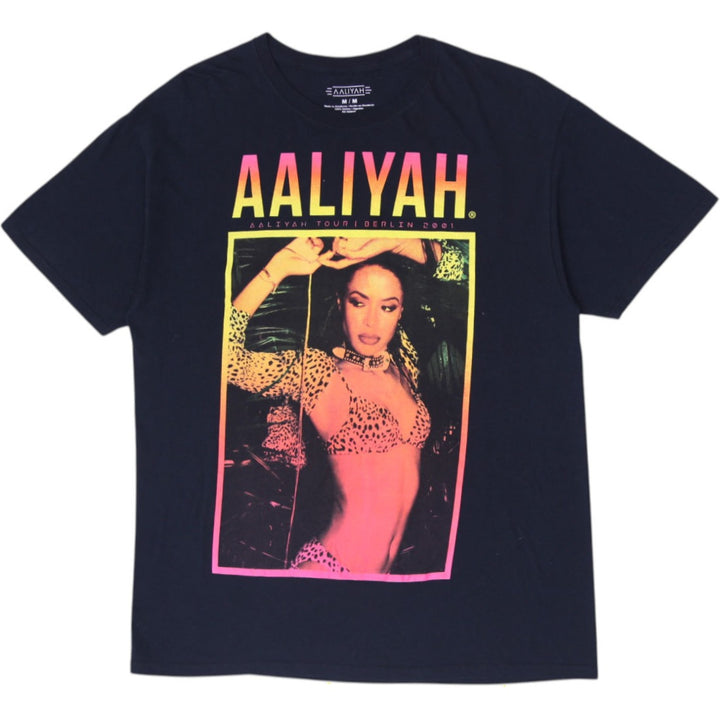 Mens Aaliyah "Tour Berlin 2001" Photo Graphic T-Shirt Black Size M