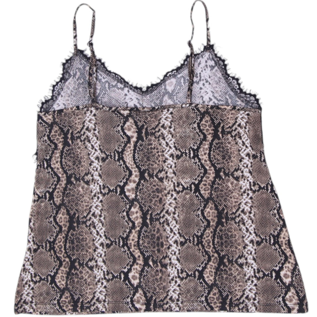 Y2K Ladies Amisu Lace Trim Snakeskin Cami Top Size M