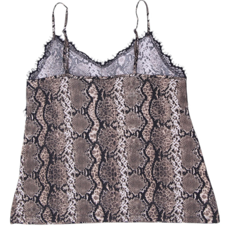 Y2K Ladies Amisu Lace Trim Snakeskin Cami Top Size M