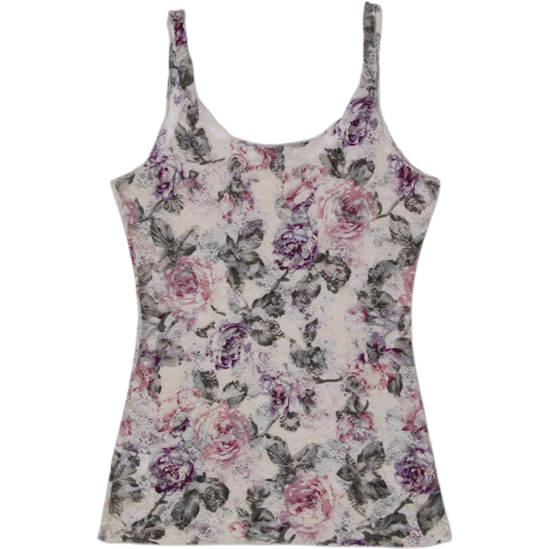 Y2K Ladies Costa Blanca Floral Lace Tank Top Size L