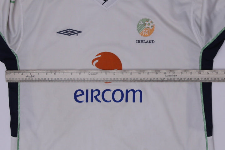 Vintage Mens Umbro Republic of Ireland 2002-04 Away Football Jersey White Eircom