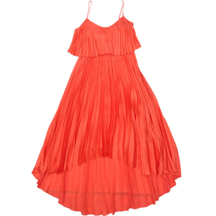 Y2K Ladies Laundry by Shelli Segal Coral Pleated High-Low Midi Dress