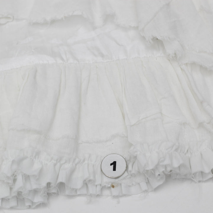 Y2K Ladies Holly Collection White Tiered Ruffle Skirt Belted Size M