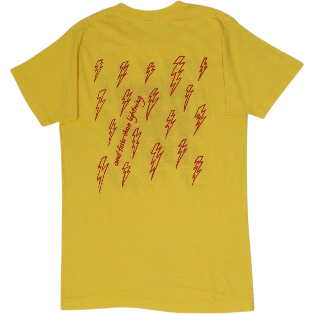 Vintage 1985 Red Hot Real Estate Division Double Sided Lightning Bolt T-Shirt