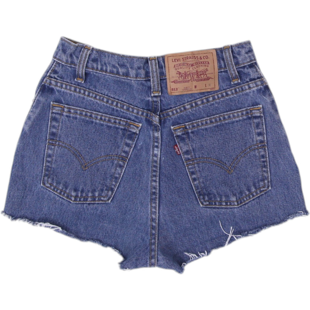 Levis 512 Blue Frayed High Waist Denim Shorts Size 28