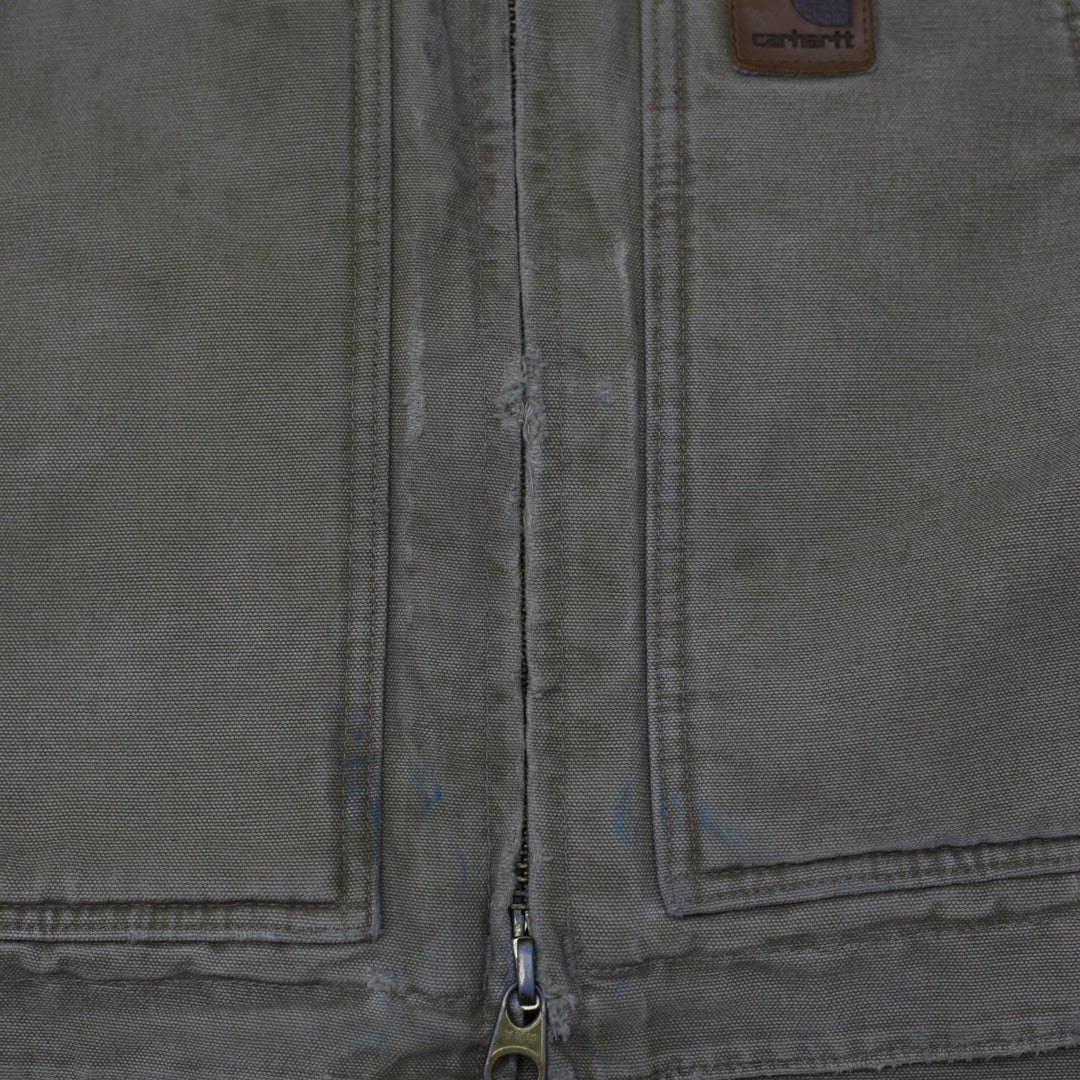Mens Carhartt Sandstone Ridge Coat Full Zip Distressed Jacket Size L