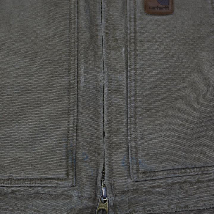 Mens Carhartt Sandstone Ridge Coat Full Zip Distressed Jacket Size L