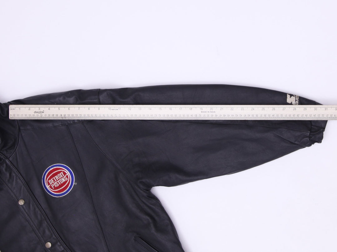 Vintage 80s Starter NBA Detroit Pistons Leather Jacket Size L