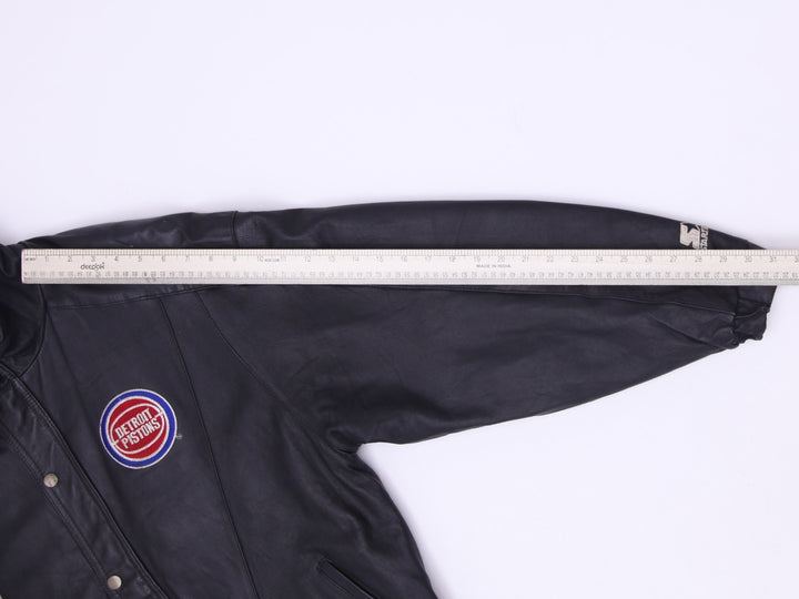 Vintage 80s Starter NBA Detroit Pistons Leather Jacket Size L