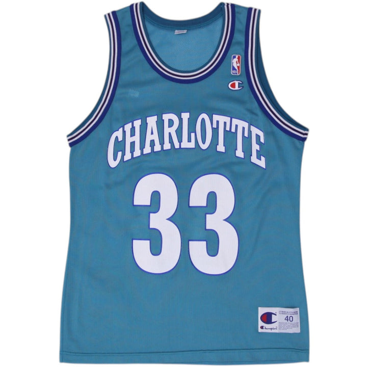 Vintage Champion NBA Charlotte Hornets Mourning #33 Basketball Teal Jersey | Migration_Jerseys | Fashion Rerun