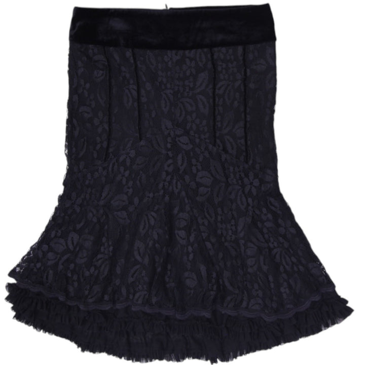 Y2K Ladies Comely  Lace Ruffle Mini Skirt Velvet Waist Whimsigoth Goth