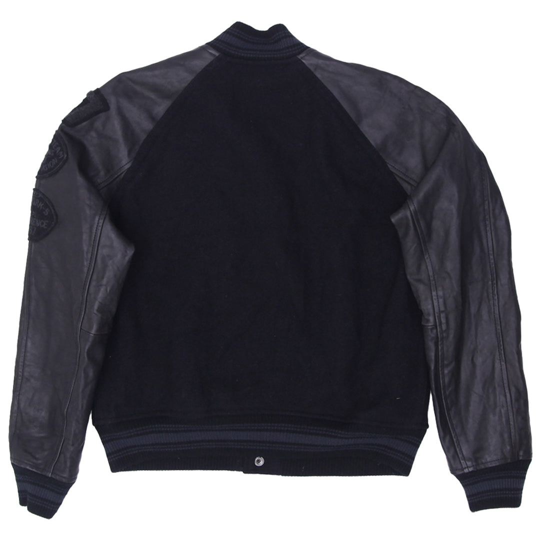 Polo Ralph Lauren Black Leather Varsity Jacket P Wing RRL New York Patch