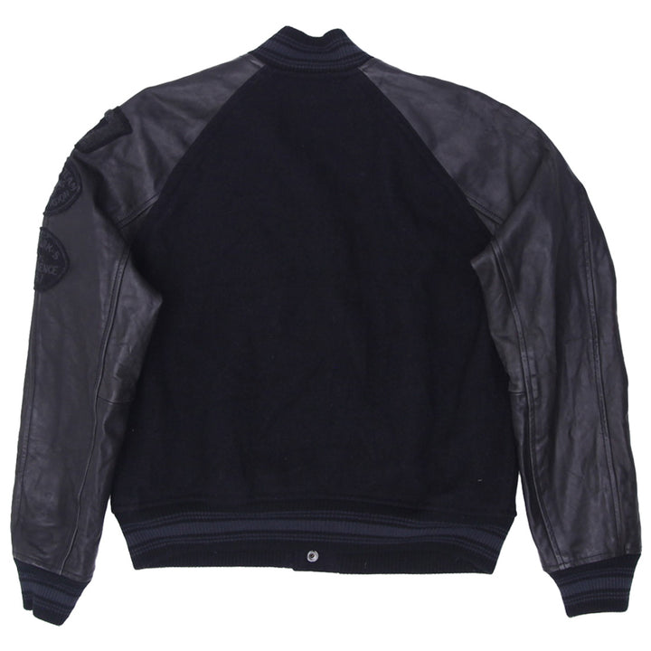 Polo Ralph Lauren Black Leather Varsity Jacket P Wing RRL New York Patch