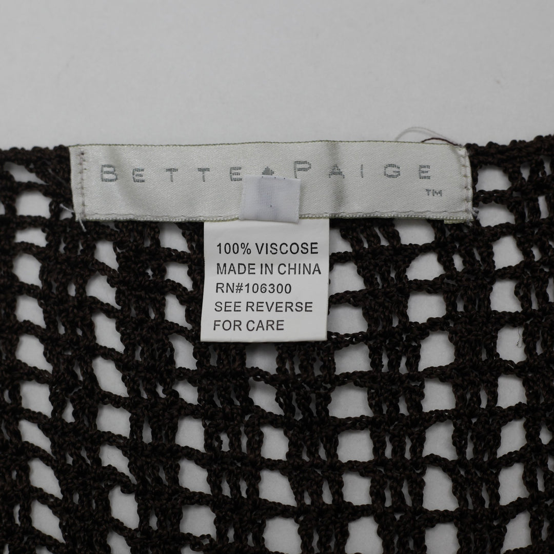 Y2K Ladies Bette Paige Chocolate Brown Crochet Open Knit Top Size XL