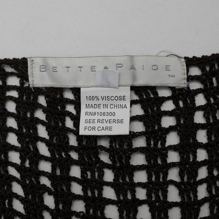 Y2K Ladies Bette Paige Chocolate Brown Crochet Open Knit Top Size XL