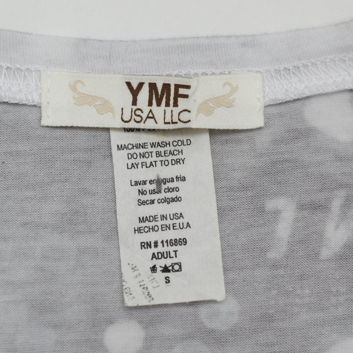Y2K Ladies YMF USA LLC Las Vegas All Over Print Cap Sleeve Made In USA Size S