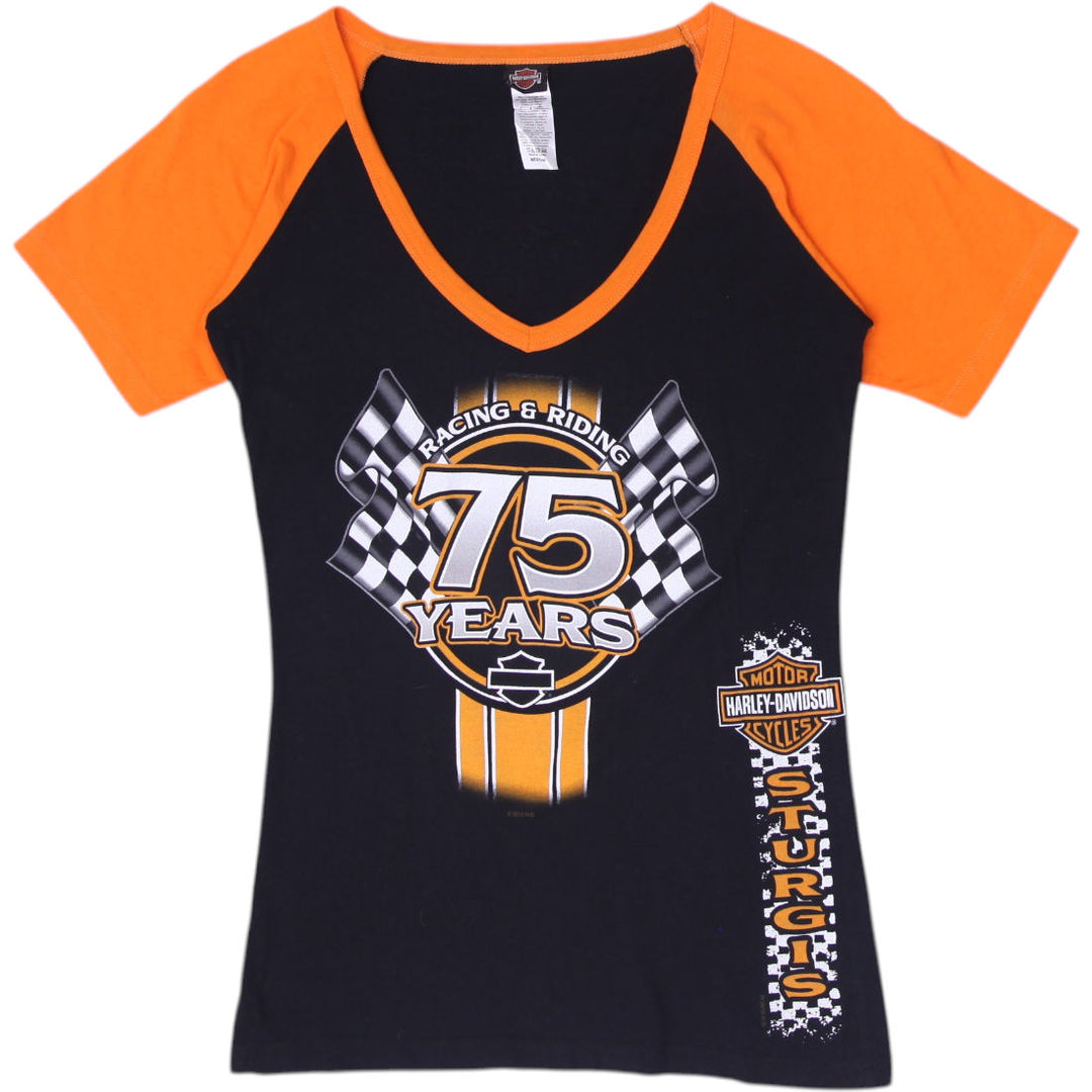 Ladies Harley Davidson Sturgis 75th Anniversary Racing T-Shirt Size M