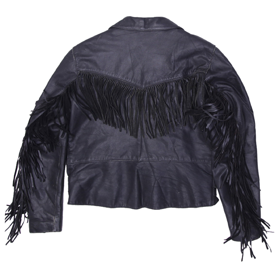Rare Design Vintage Brand Drag Specialties Leather Jacket from the 1980s featuring classic motorcycle aesthetics