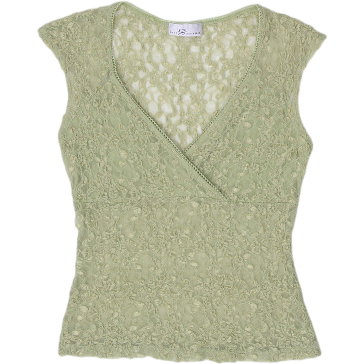 Y2K Ladies Byer California Lace Top Green Floral Wrap