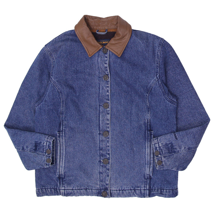 Vintage Woolrich Jean Jacket Womens Blanket Fleece Lined Denim Button Front