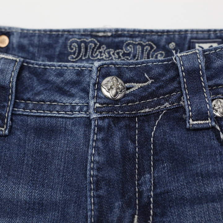 Y2K Ladies Miss Me Bootcut Jeans Wash Stretch Thick Stitch Denim