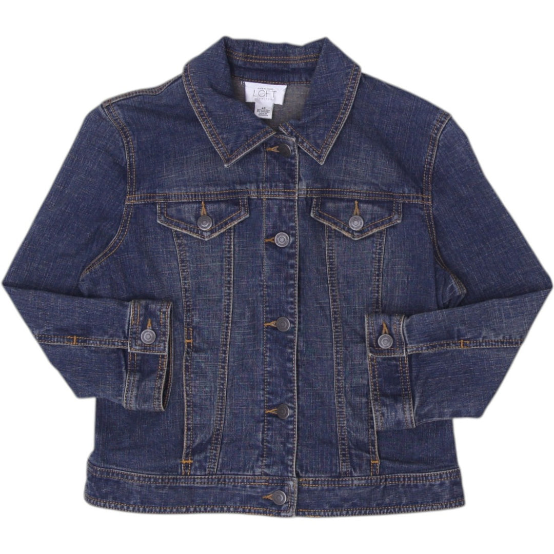 Y2K Ladies LOFT Casual Button Front Denim Jacket Size 4P