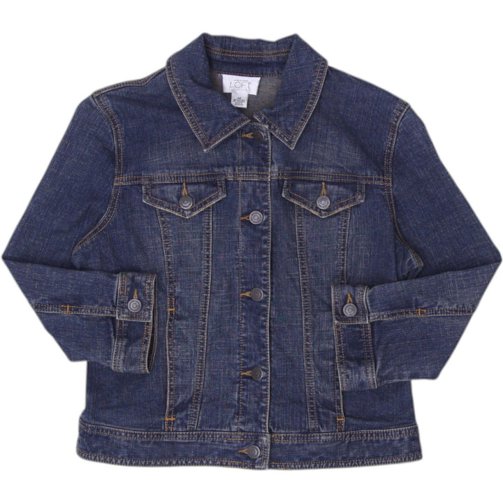 Y2K Ladies LOFT Casual Button Front Denim Jacket Size 4P
