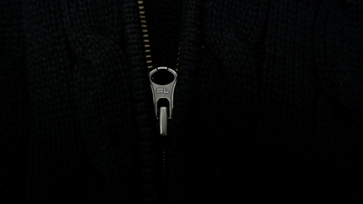 Vintage Ladies Ralph lauren Sport Cable Knit Zip Up Hooded Sweater | Migration_Jumper & Knitwear RL Collectio | Fashion Rerun