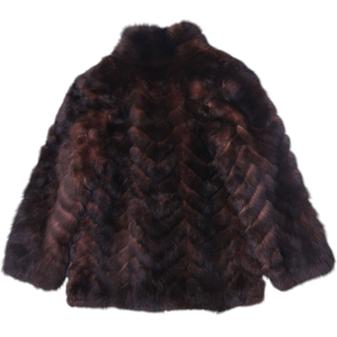 Vintage 1980s Dark Espresso Mink Fur Coat | Chevron Pattern Let-Out Real Fur Jacket | Glamorous Winter Swing | Fashion Rerun