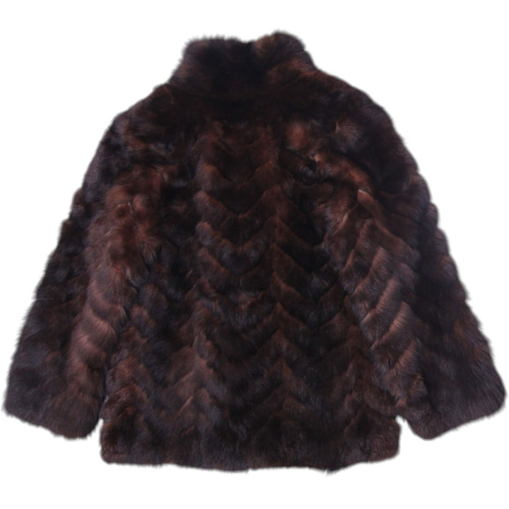 Vintage 1980s Dark Espresso Mink Fur Coat | Chevron Pattern Let-Out Real Fur Jacket | Glamorous Winter Swing | Fashion Rerun