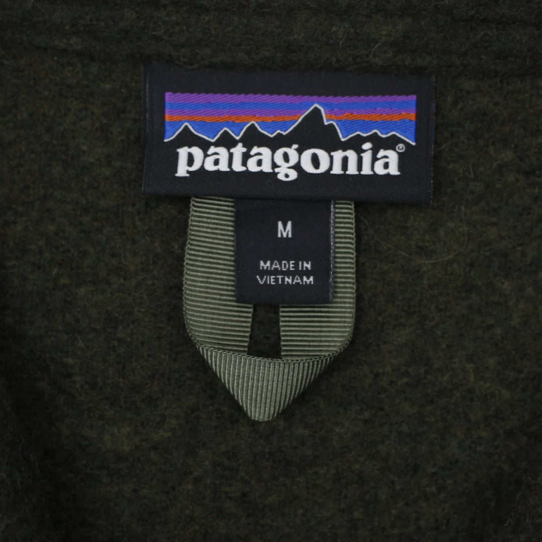 Patagonia Woolie Trucker Jacket Womens M Industrial Green Wool Blend | Migration_Jackets - Back View | Fashion Rerun