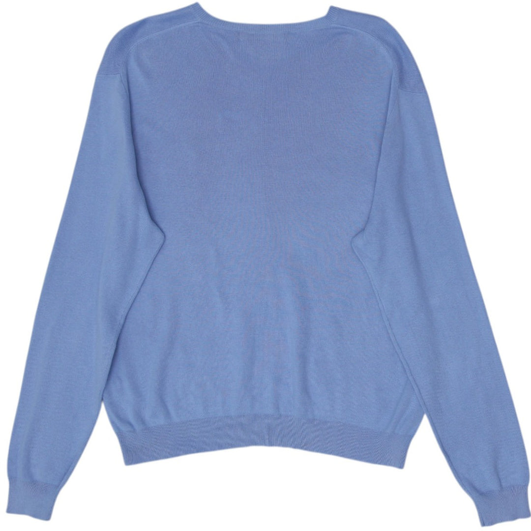 Vintage Mens Polo Ralph Lauren Sky Blue V-Neck Cotton Sweater Size L | Migration_Knitwear & Sweaters - Side V | Fashion Rerun