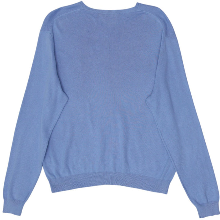 Vintage Mens Polo Ralph Lauren Sky Blue V-Neck Cotton Sweater Size L | Migration_Knitwear & Sweaters - Side V | Fashion Rerun