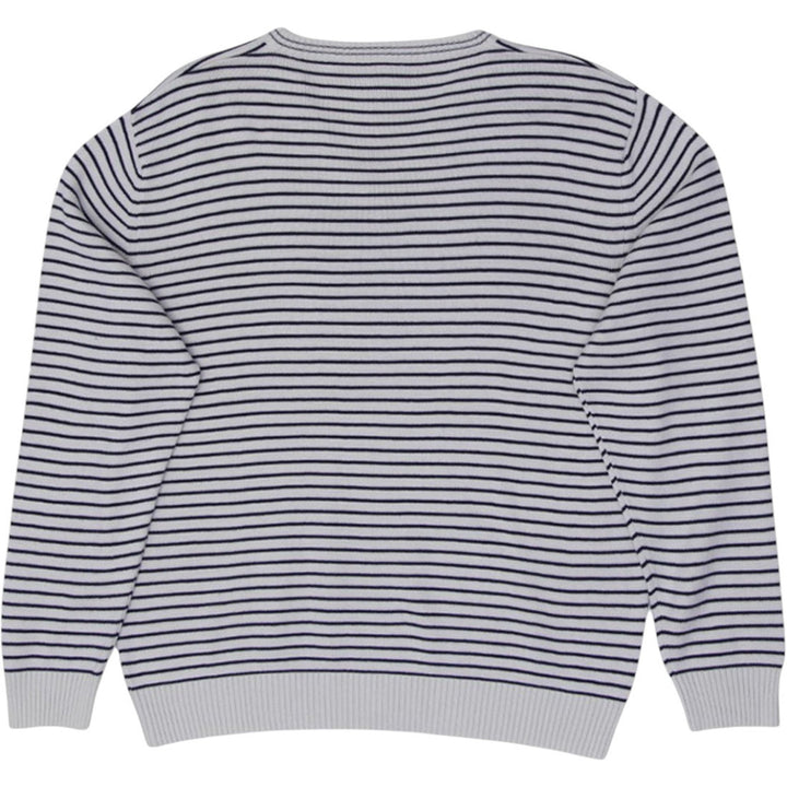 Vintage Mens Lacoste Sweater Navy Striped V-Neck Knit